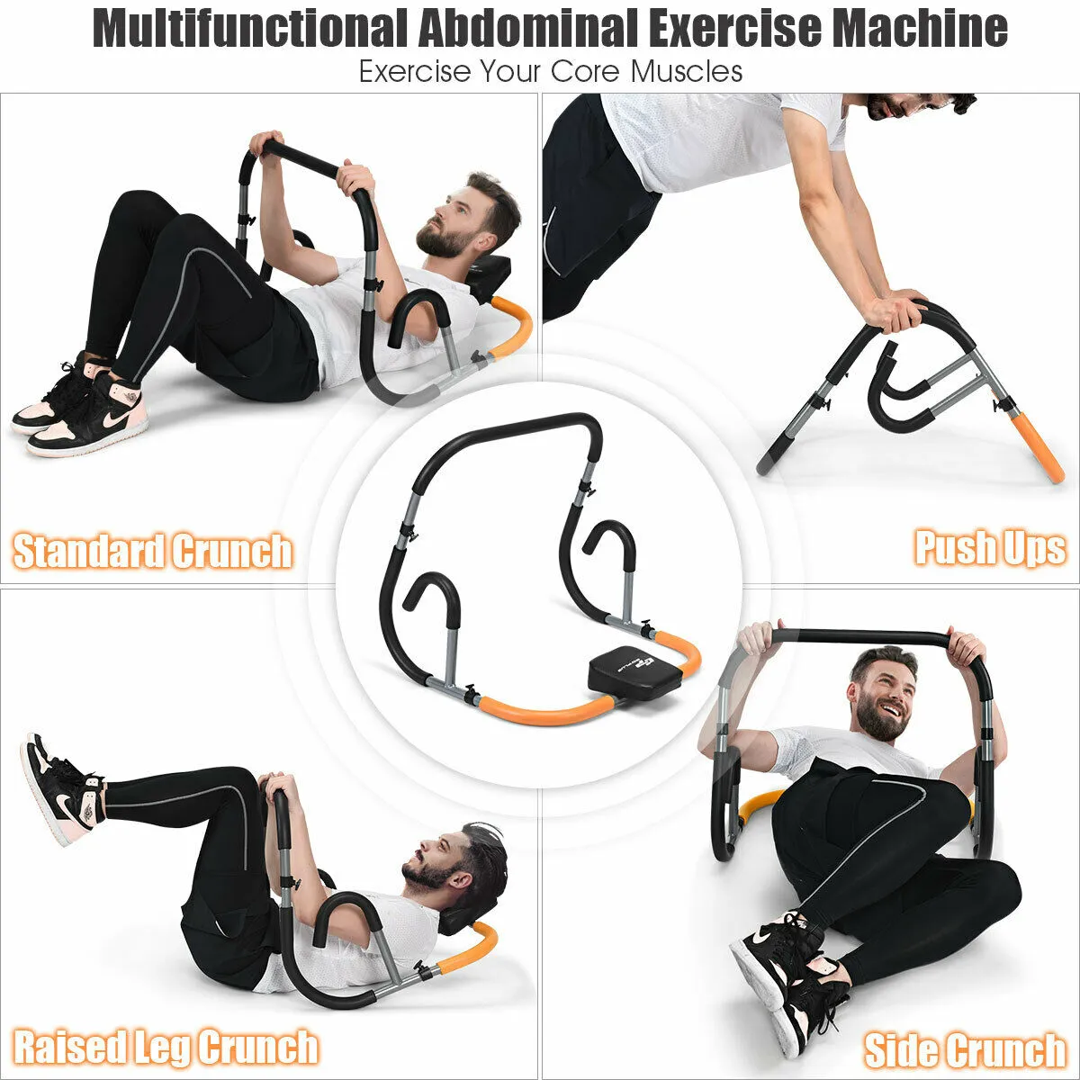 Ab Fitness Crunch Abdominal Exercise Workout Machine for Glider Roller & Pushup