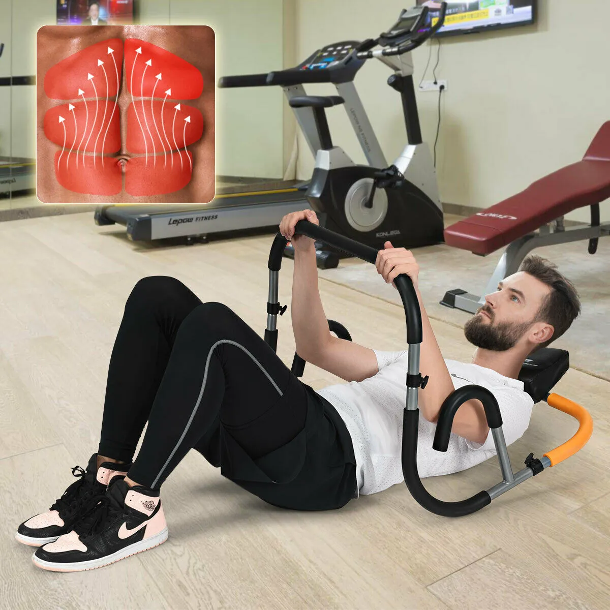 Ab Fitness Crunch Abdominal Exercise Workout Machine for Glider Roller & Pushup