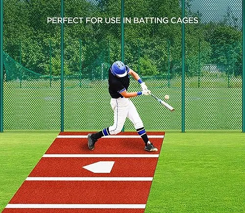 Batting Mat Baseball Hitting Mat Baseball Batting Cage Mat 12' x 6' Regulation Size Turf Batters Box Mat with Home Plate and Anti Fade Turf for Baseball Softball Training Indoor and Outdoor