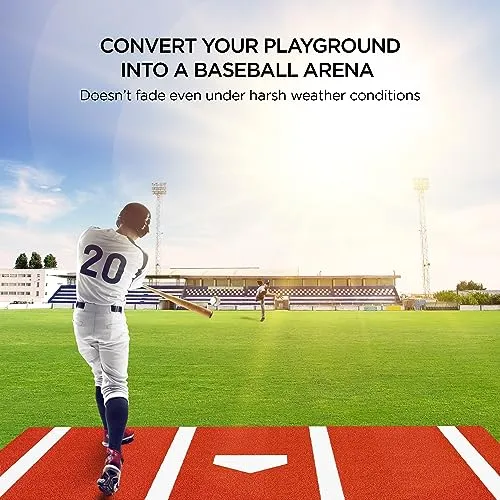 Batting Mat Baseball Hitting Mat Baseball Batting Cage Mat 12' x 6' Regulation Size Turf Batters Box Mat with Home Plate and Anti Fade Turf for Baseball Softball Training Indoor and Outdoor