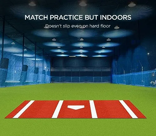 Batting Mat Baseball Hitting Mat Baseball Batting Cage Mat 12' x 6' Regulation Size Turf Batters Box Mat with Home Plate and Anti Fade Turf for Baseball Softball Training Indoor and Outdoor