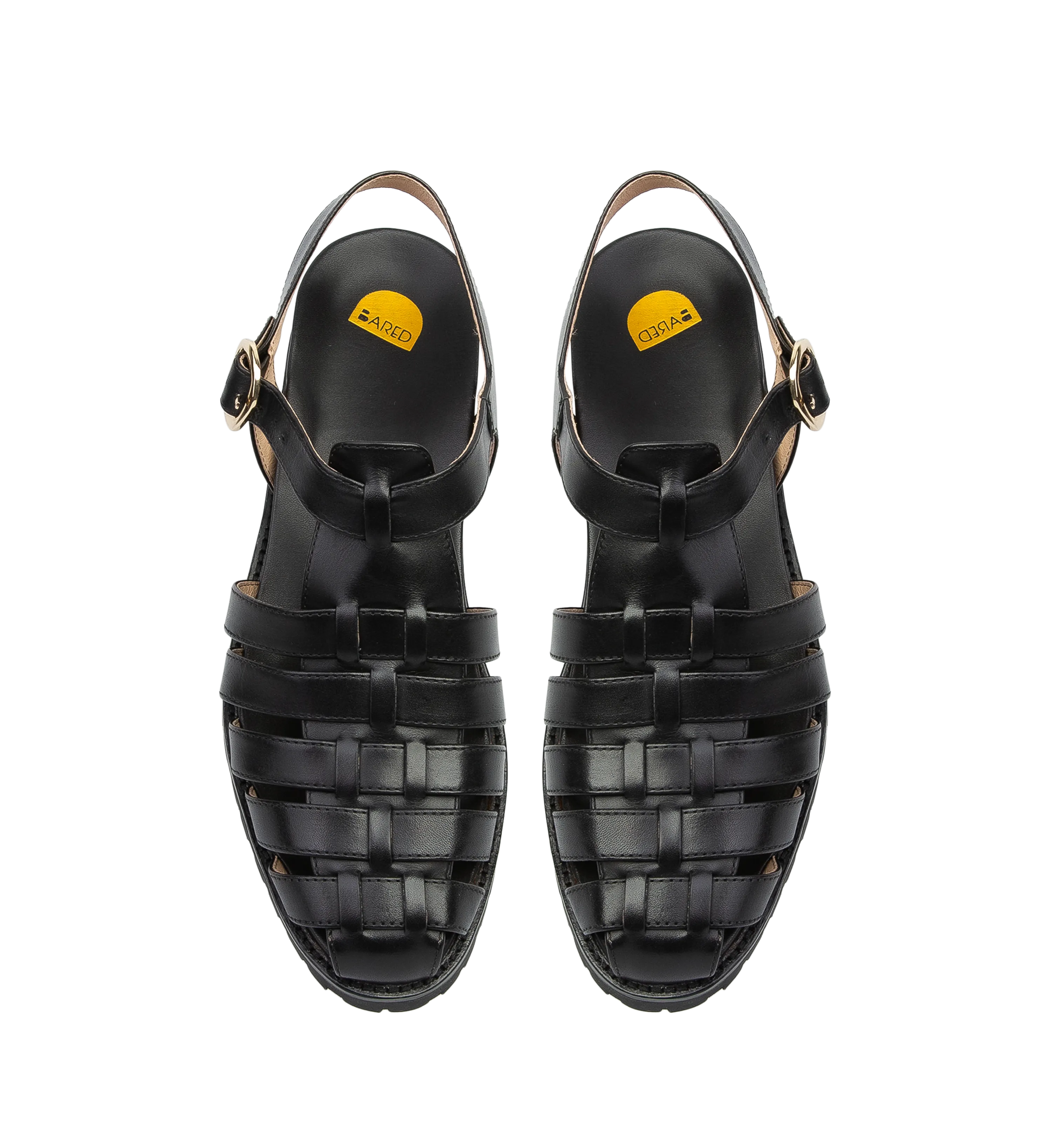 Bittern Black Leather Flat Sandals