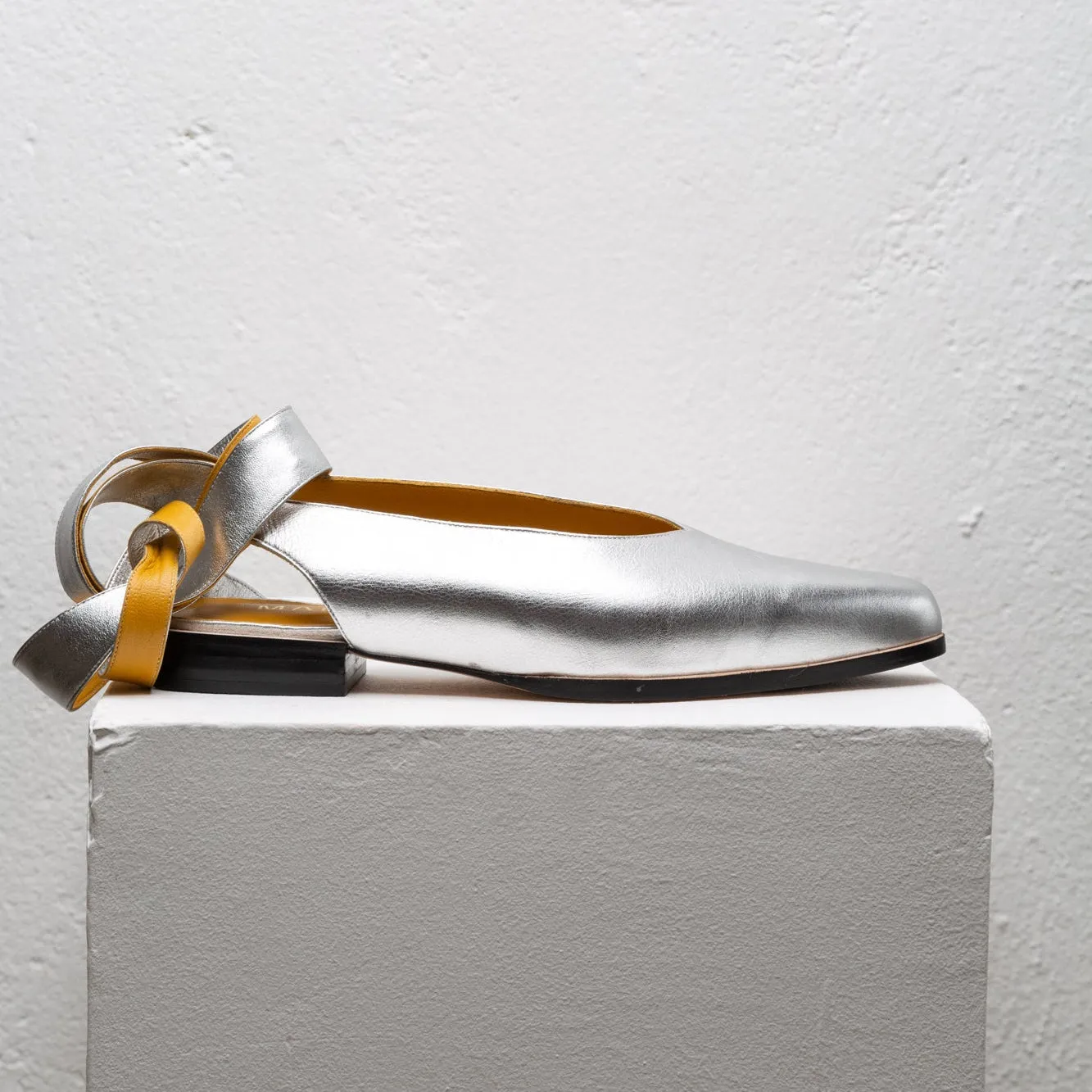Bruna Silver Ballerina Flats