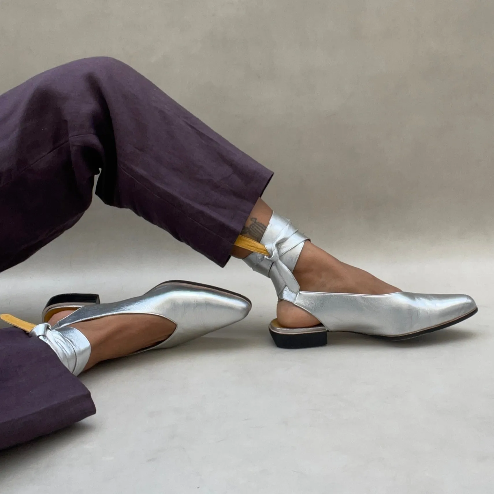 Bruna Silver Ballerina Flats