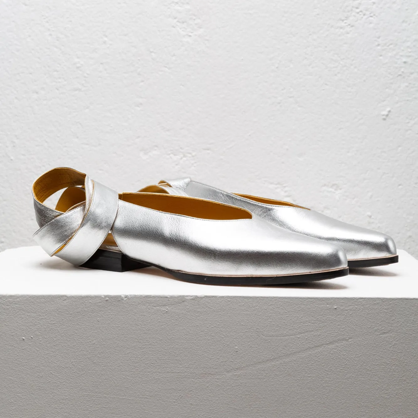 Bruna Silver Ballerina Flats