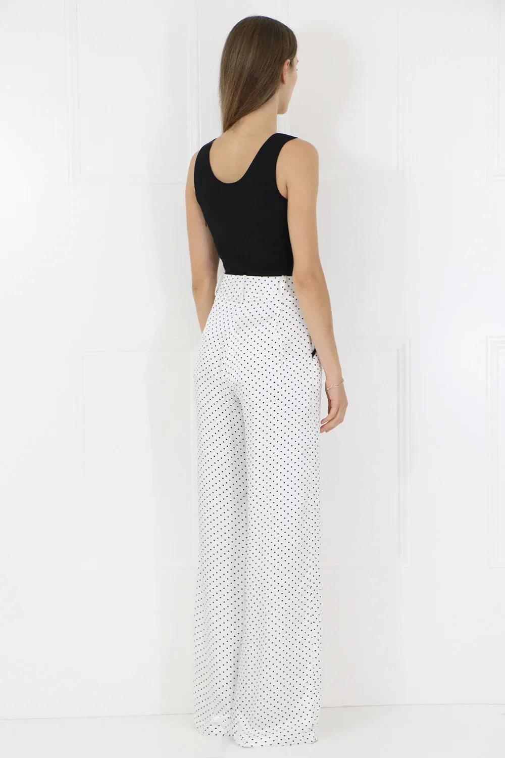CORA WIDE LEG POLKADOT PANTS BLACK/WHITE