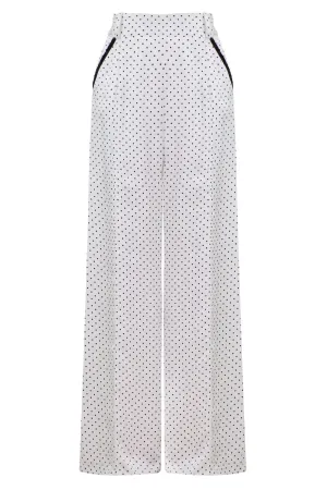 CORA WIDE LEG POLKADOT PANTS BLACK/WHITE