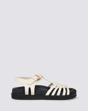 FISHERMAN FOOTBED SANDALS OFF WHITE/BLACK LEATHER