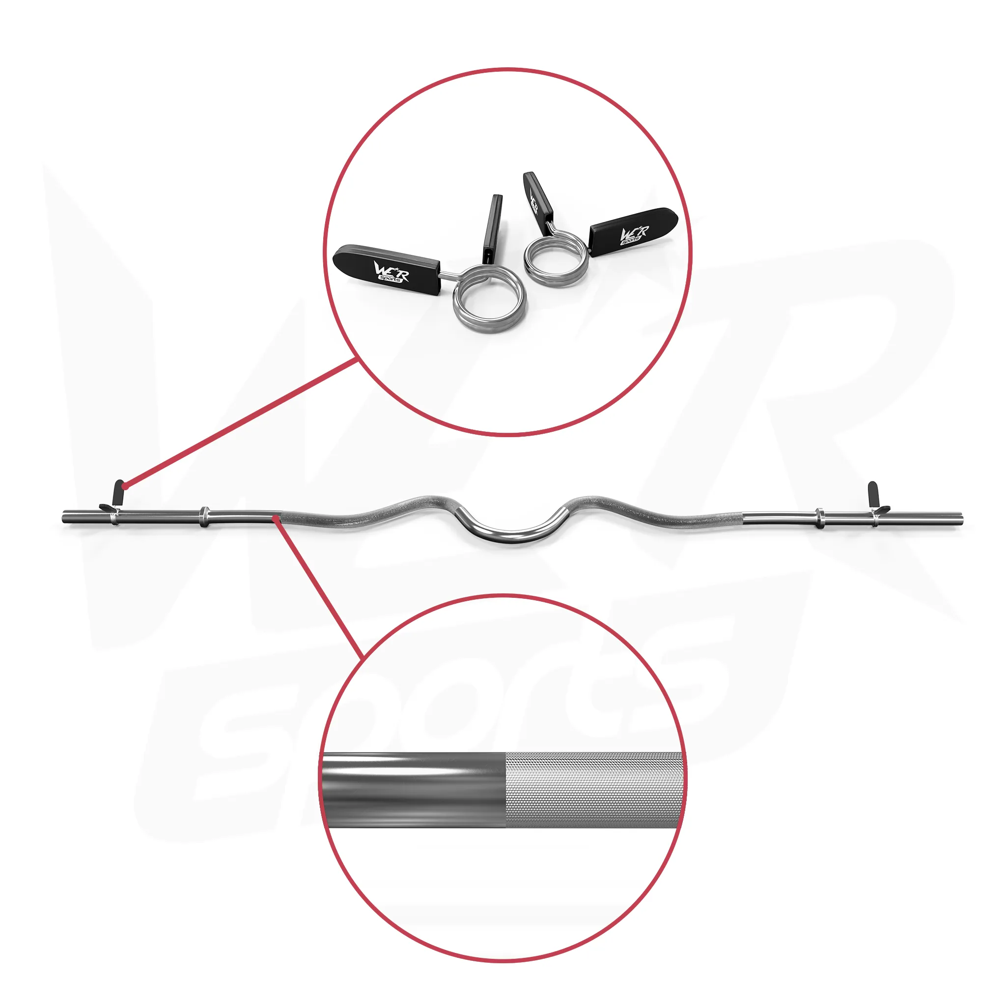 FlexBar 1" Super Curl Bar with Spring Collars