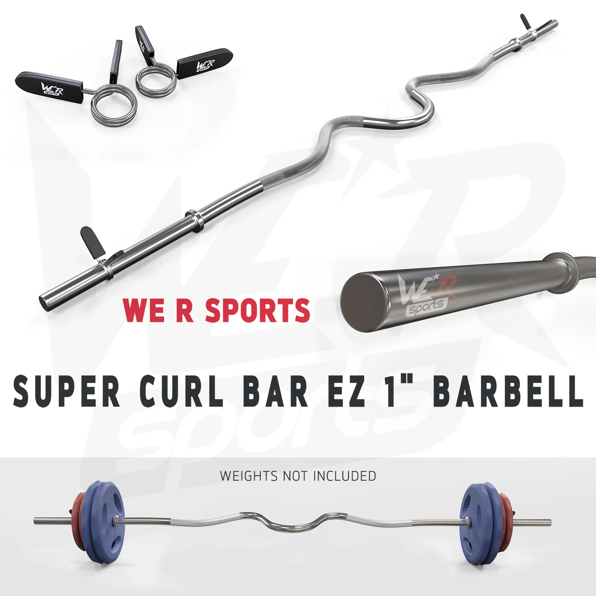 FlexBar 1" Super Curl Bar with Spring Collars