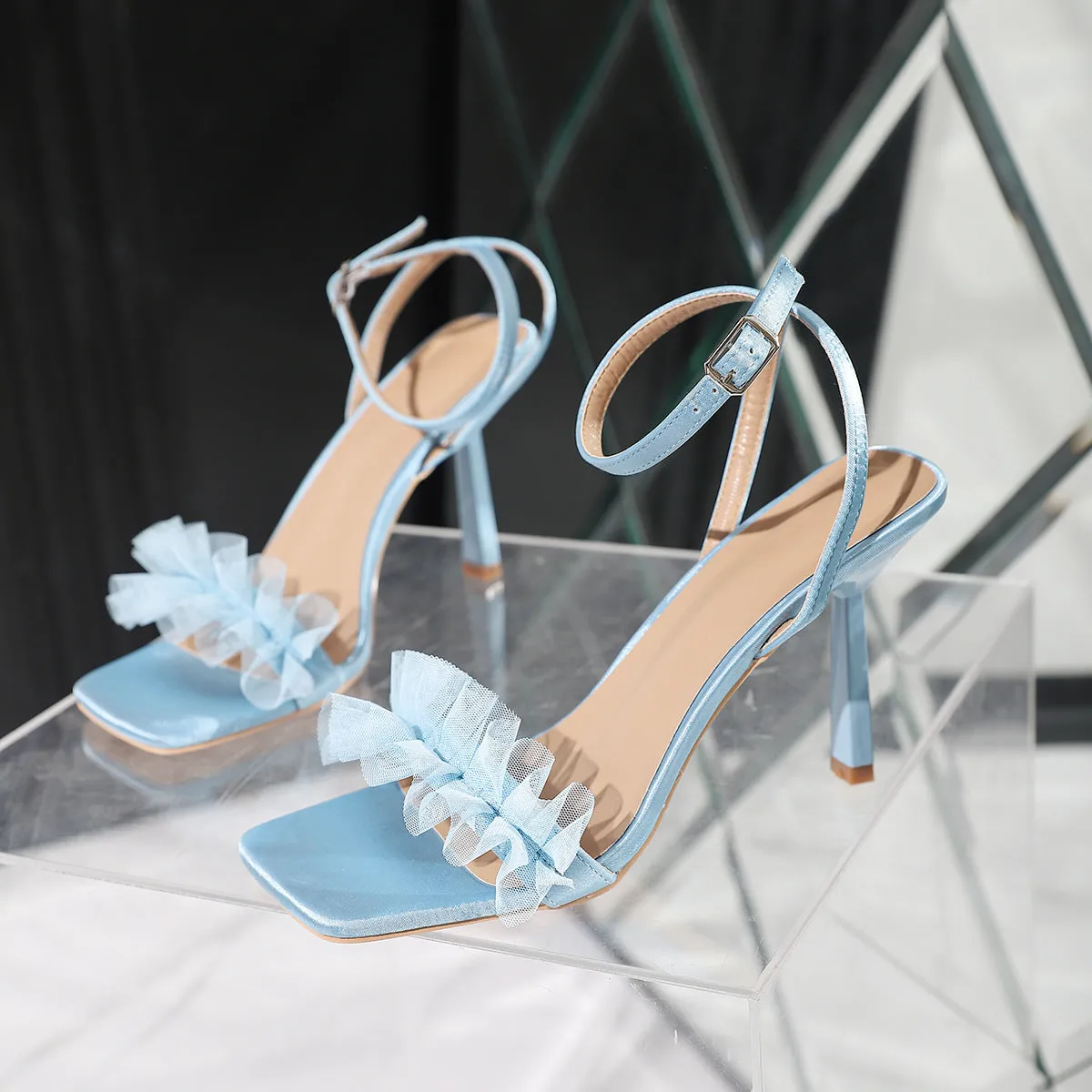 Kalmia Mesh Lace Stiletto Sandals
