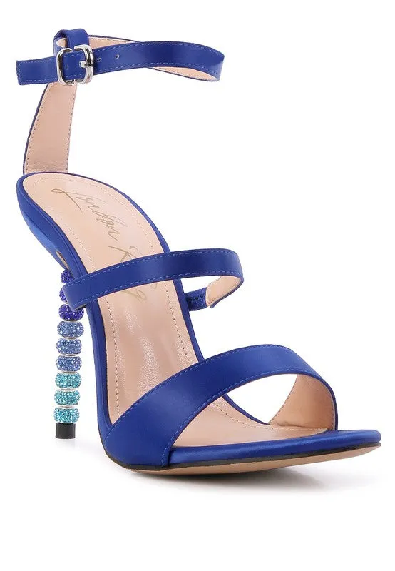 LAWSUIT - RHINESTONE BALL HEEL SATIN SANDALS for women