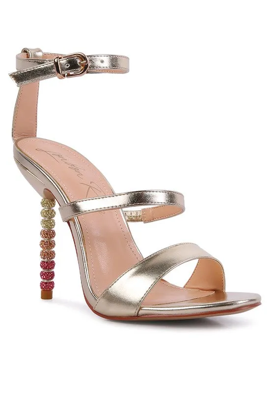 LAWSUIT - RHINESTONE BALL HEEL SATIN SANDALS for women
