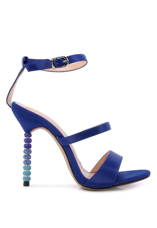 LAWSUIT - RHINESTONE BALL HEEL SATIN SANDALS for women