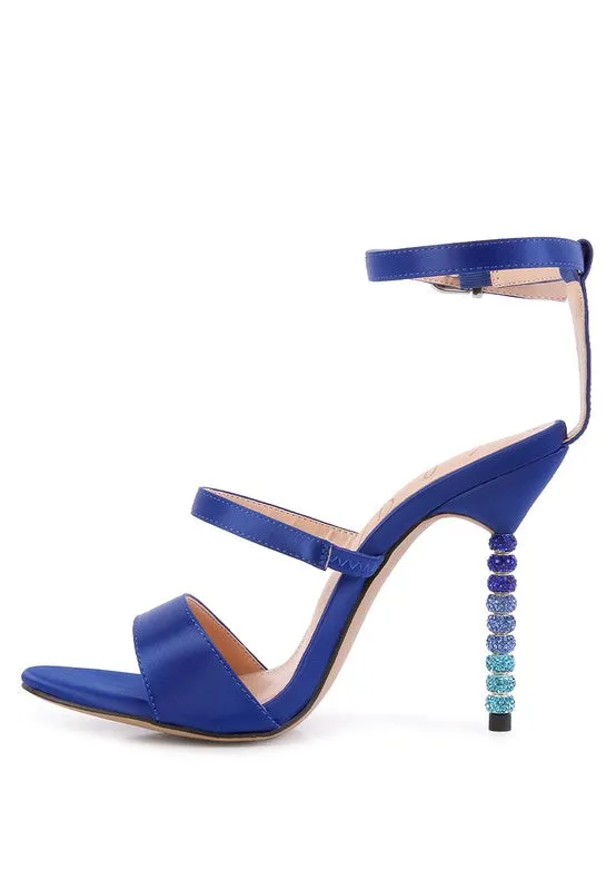 LAWSUIT - RHINESTONE BALL HEEL SATIN SANDALS for women