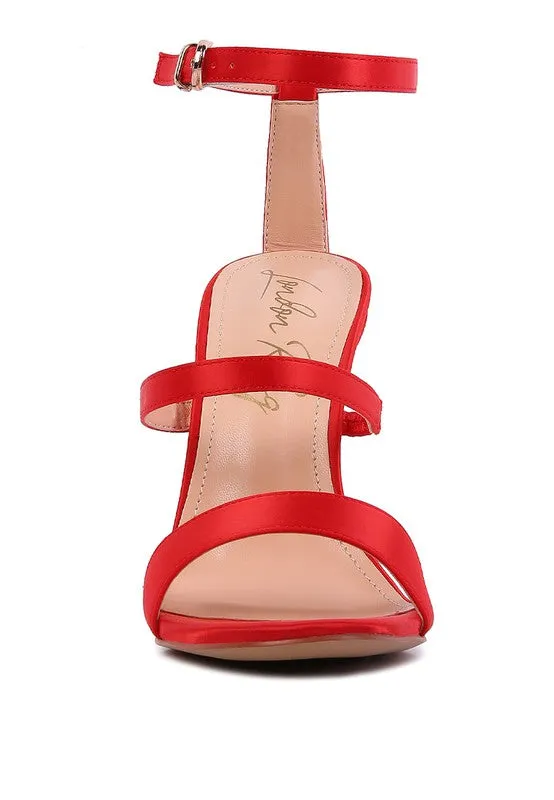 LAWSUIT - RHINESTONE BALL HEEL SATIN SANDALS for women