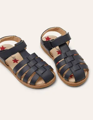 Leather Sandals-College Navy