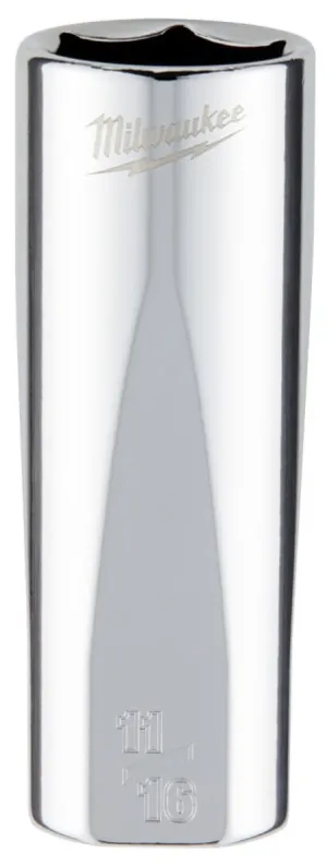 Milwaukee 45-34-6875 Socket, 11/16 in Socket, 3/8 in Drive, 6-Point, Chrome Vanadium Steel, Chrome :CD: QUANTITY: 1