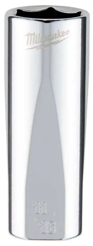 Milwaukee 45-34-6875 Socket, 11/16 in Socket, 3/8 in Drive, 6-Point, Chrome Vanadium Steel, Chrome :CD: QUANTITY: 1