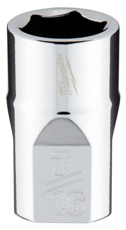 Milwaukee 45-34-9063 Socket, 7/16 in Socket, 3/8 in Drive, 6-Point, Chrome Vanadium Steel, Chrome :CD: QUANTITY: 1
