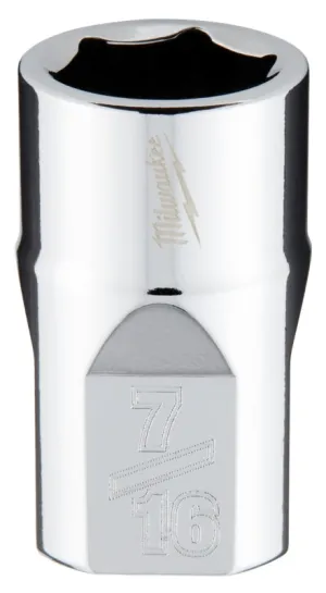 Milwaukee 45-34-9063 Socket, 7/16 in Socket, 3/8 in Drive, 6-Point, Chrome Vanadium Steel, Chrome :CD: QUANTITY: 1