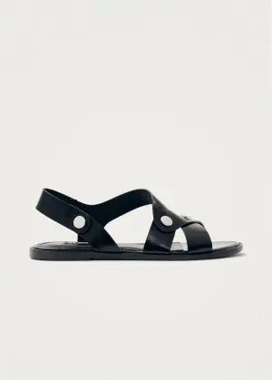Mindy Onix Black Leather Sandals