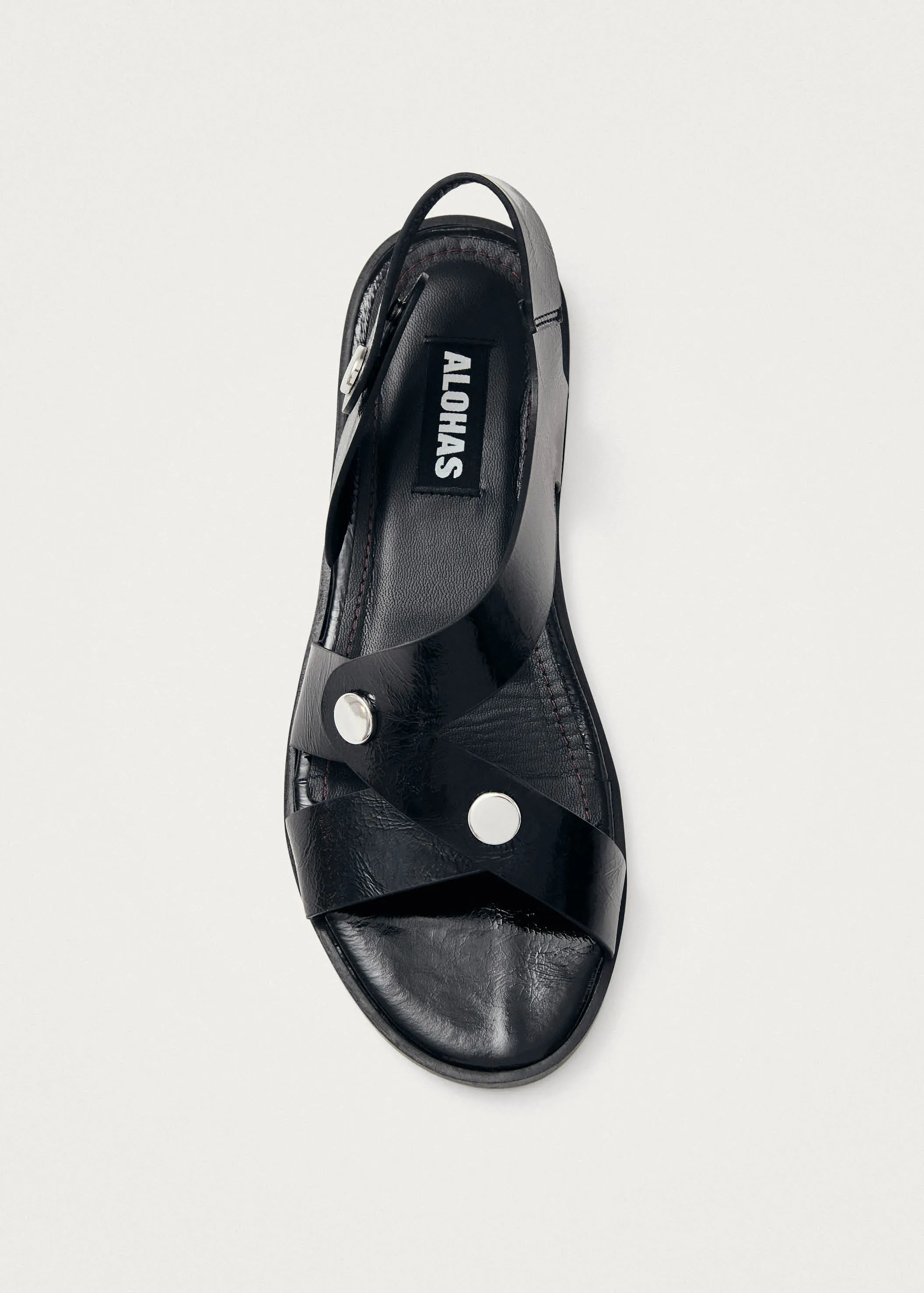 Mindy Onix Black Leather Sandals