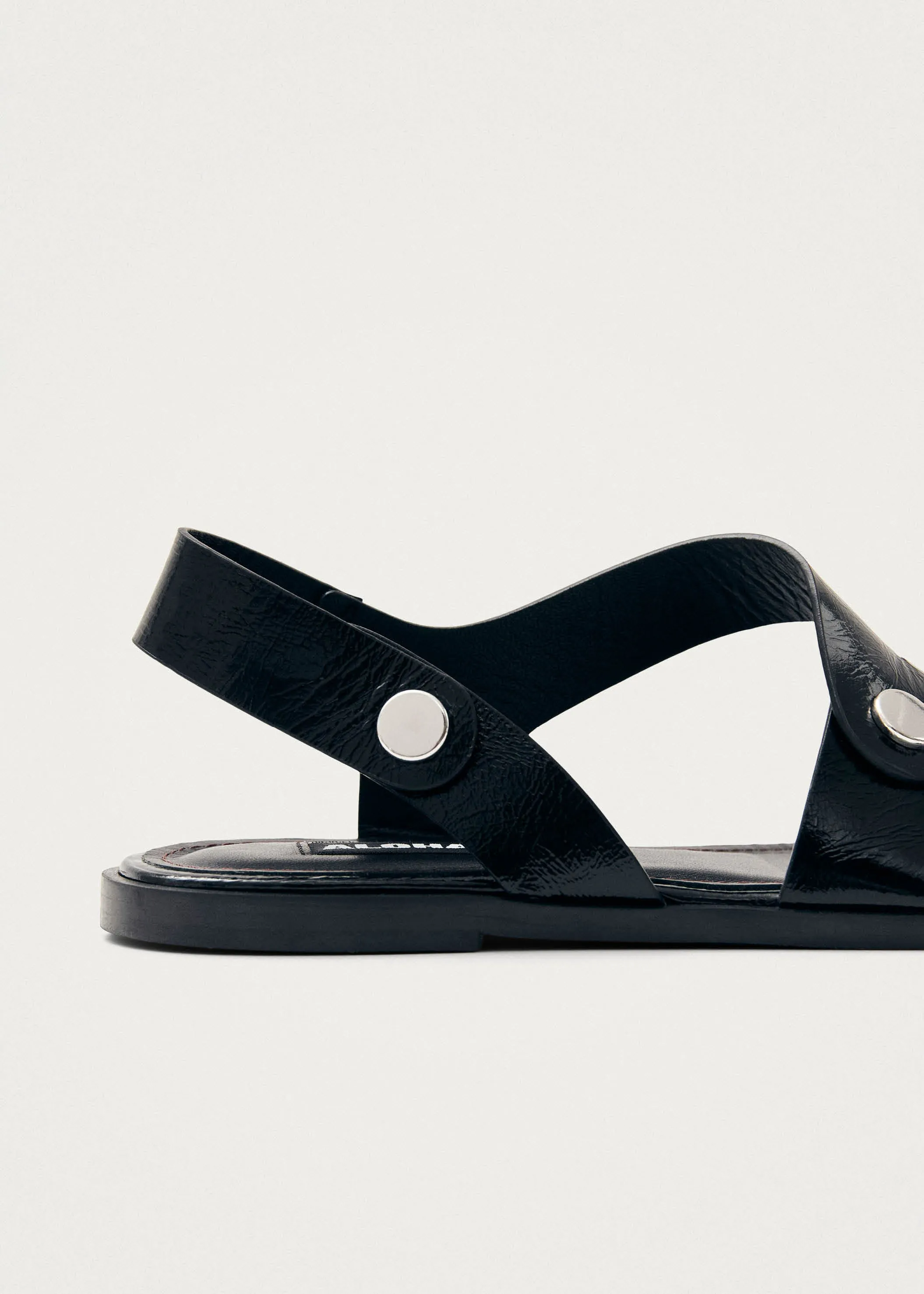 Mindy Onix Black Leather Sandals
