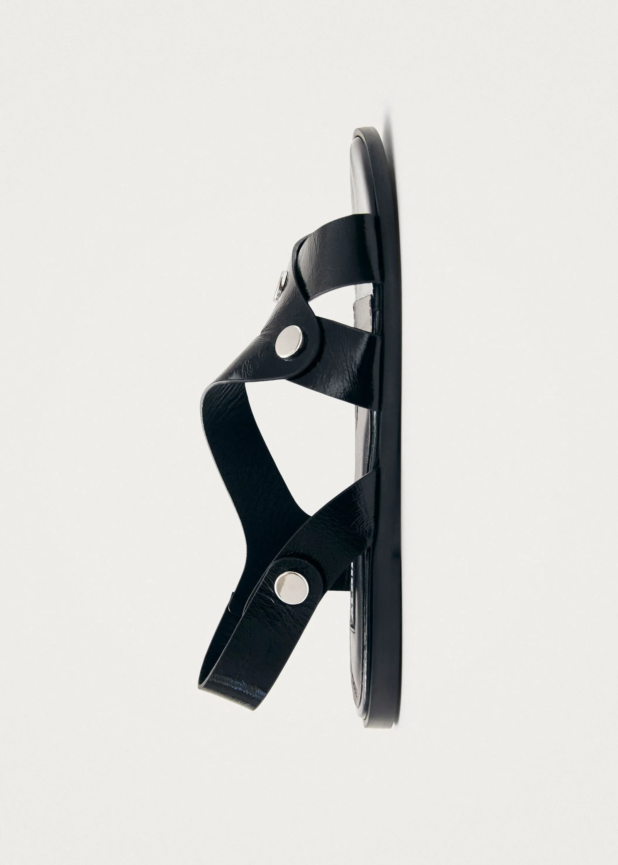Mindy Onix Black Leather Sandals