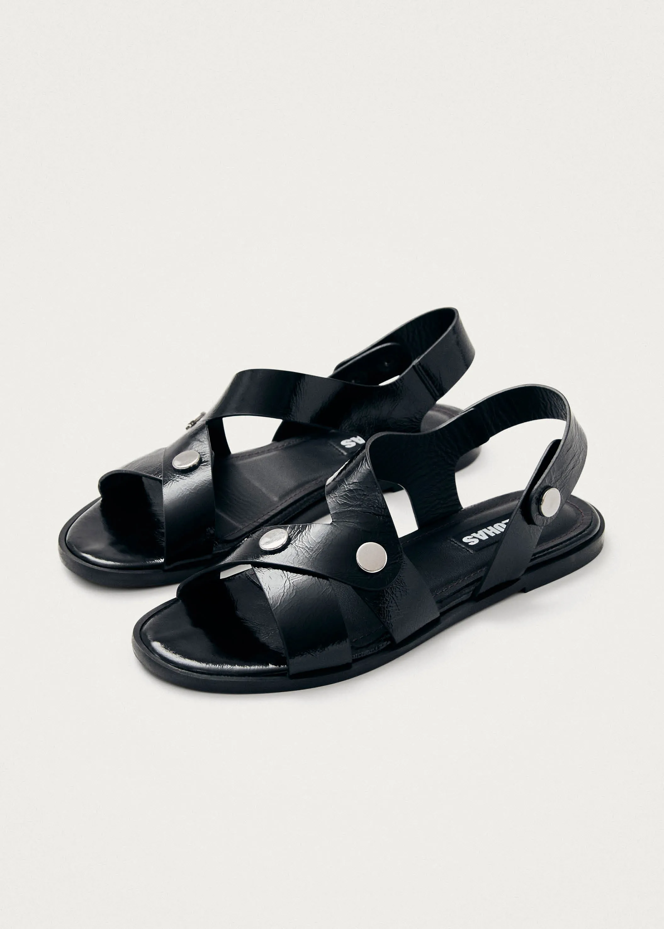 Mindy Onix Black Leather Sandals