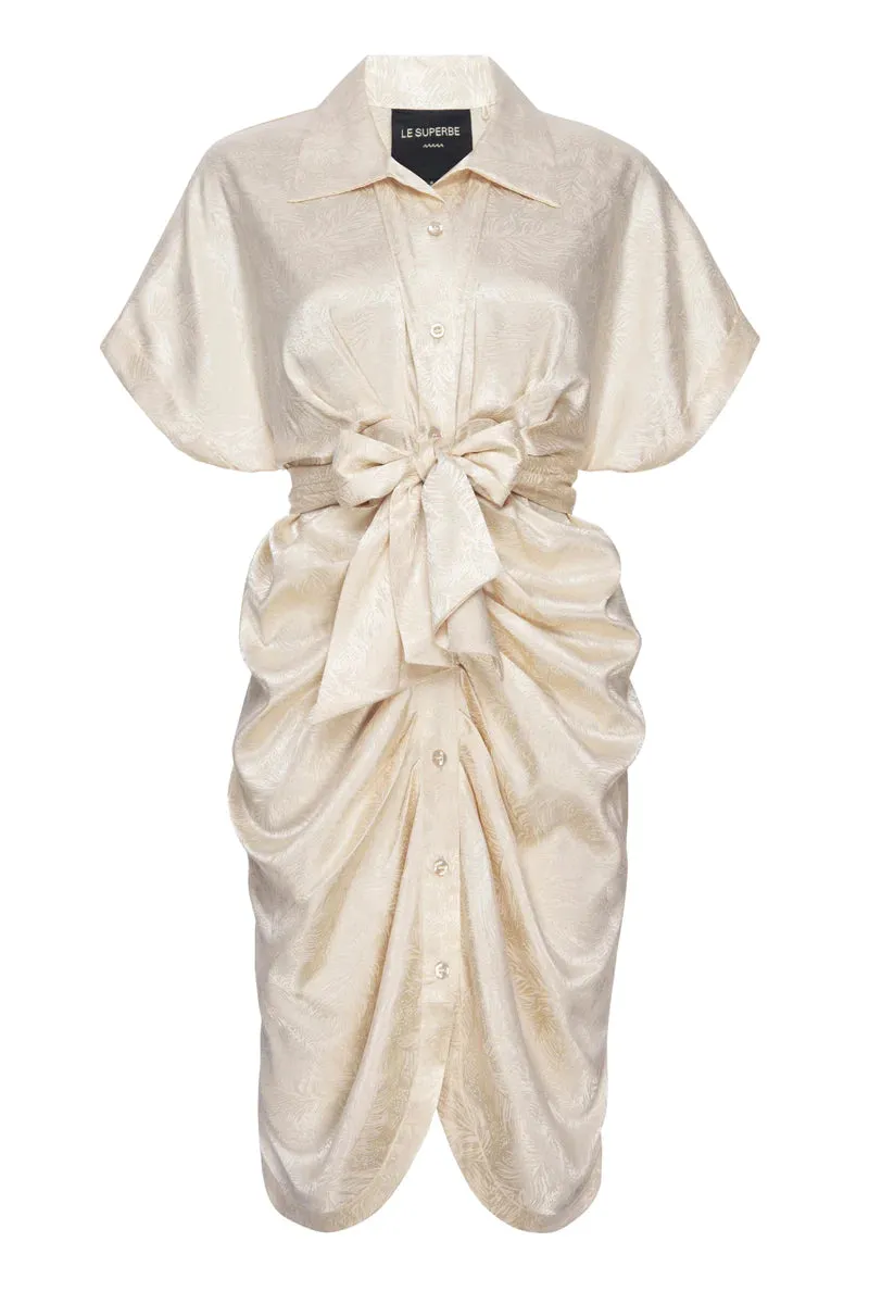 Mini Miko Dress Nude Jacquard - Le Superbe