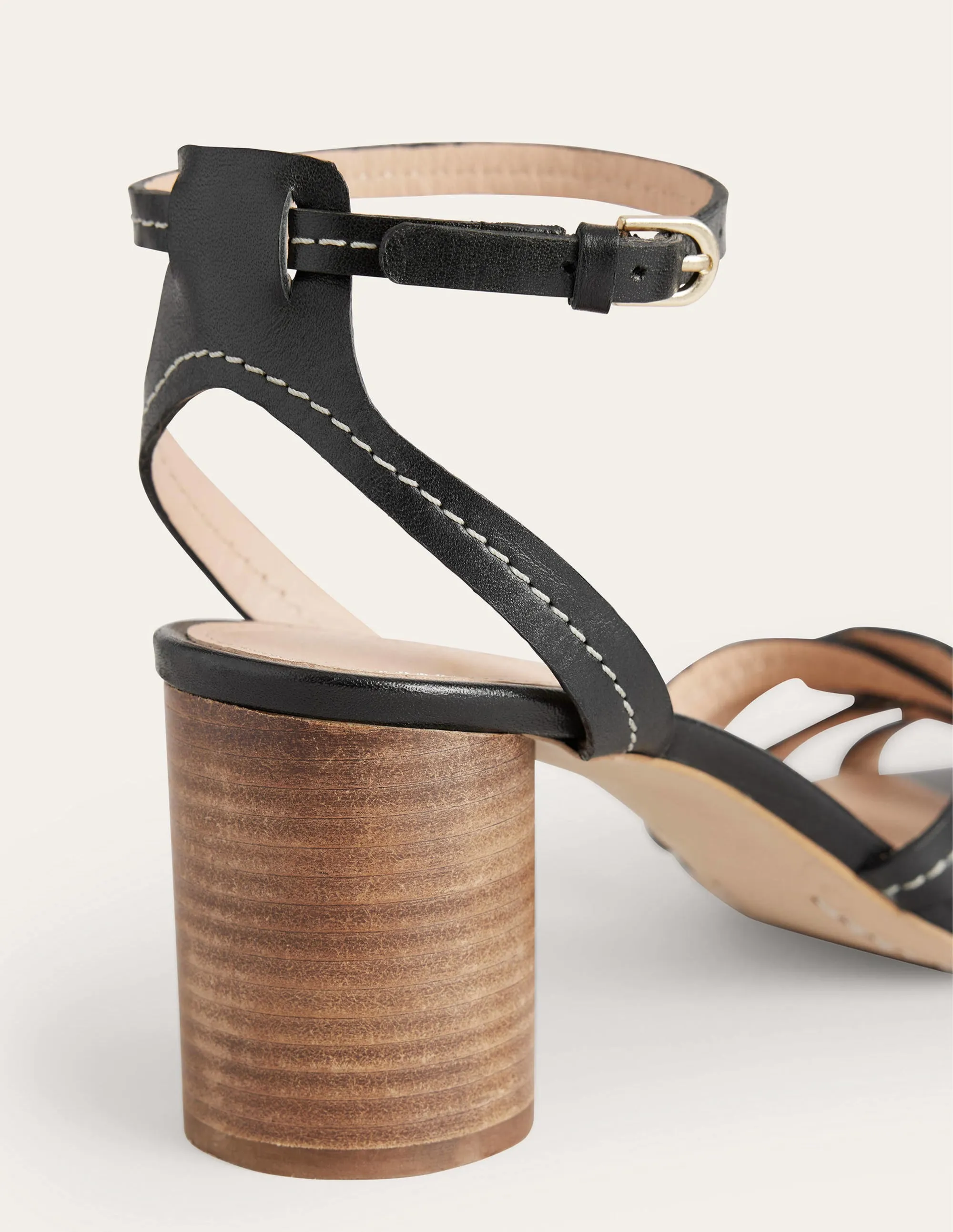 Multi Strap Heeled Sandals-Black Leather