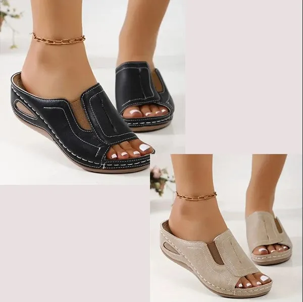 Nicole | Effortless Black Slip-On Sandals