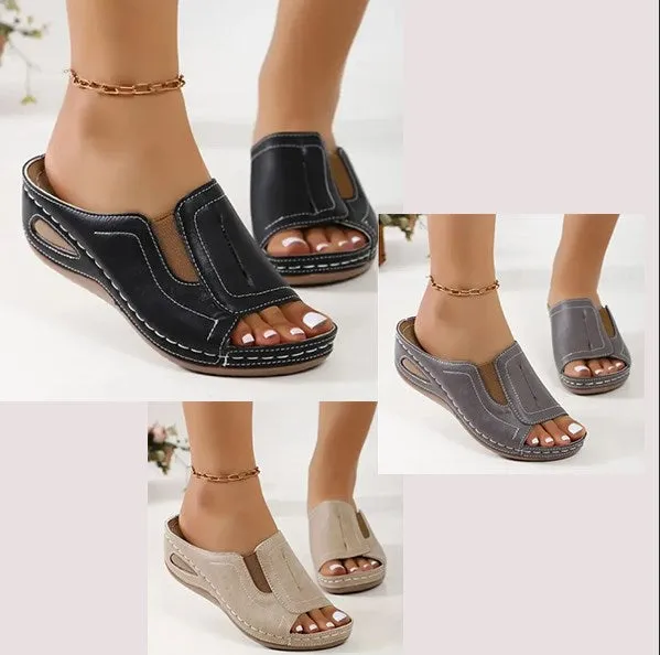 Nicole | Effortless Black Slip-On Sandals
