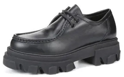 Sam Edelman Danice Black Leather Chunky Block Heel Lug Sole Goth Loafers
