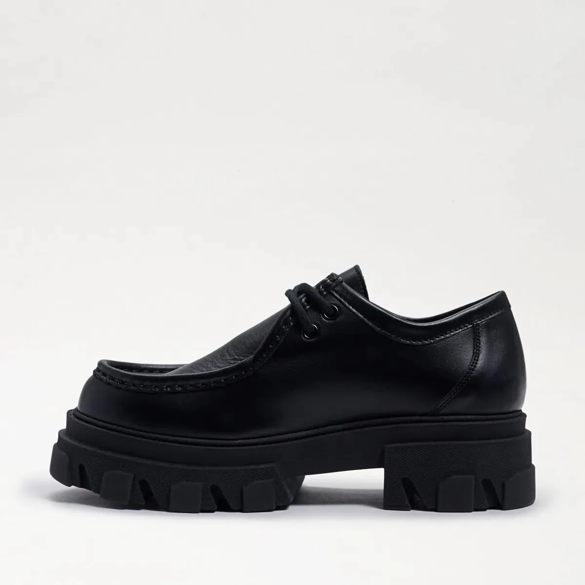 Sam Edelman Danice Black Leather Chunky Block Heel Lug Sole Goth Loafers