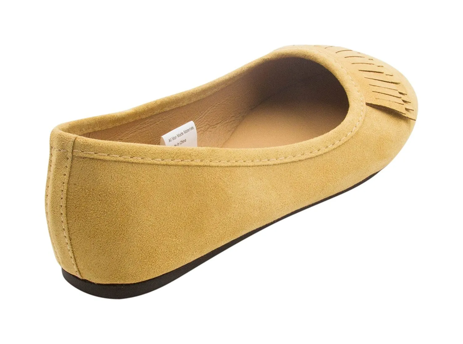 Sara Z Girls Microsuede Double Fringe Slip On Ballet Flat