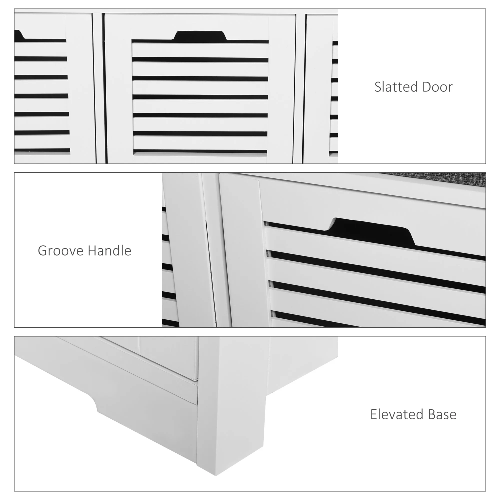 Shoe Storage Bench with 3 Drawers & Removable Grey Seat Cushion Hallway Organisation furniture
