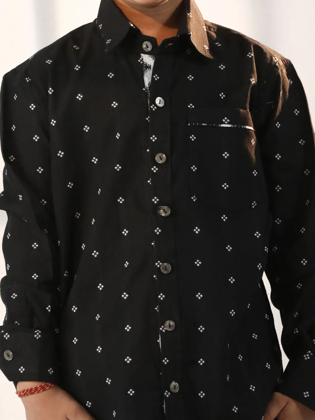 VASTRAMAY Boys' Black Ethnic Shirt