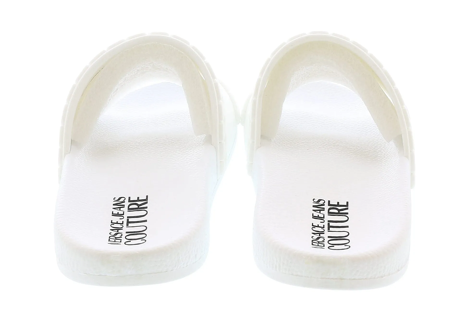 Versace Jeans Couture White Chain Embossed Pool Slide-