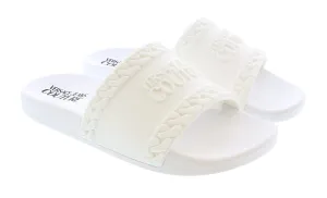 Versace Jeans Couture White Chain Embossed Pool Slide-
