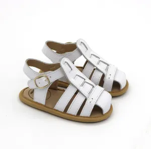 White Leather Penny Sandals