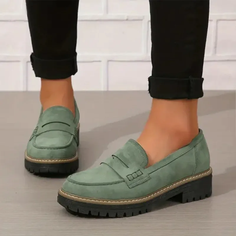  Women's Comfortable Chunky Slip On Platform Loafers