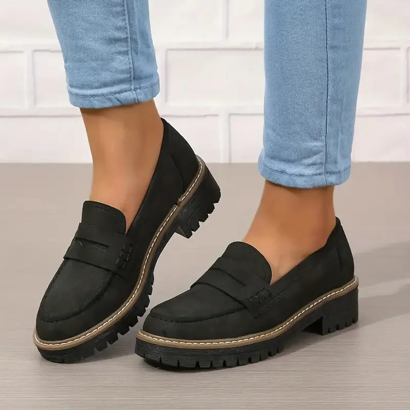  Women's Comfortable Chunky Slip On Platform Loafers