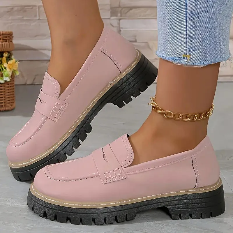  Women's Comfortable Chunky Slip On Platform Loafers