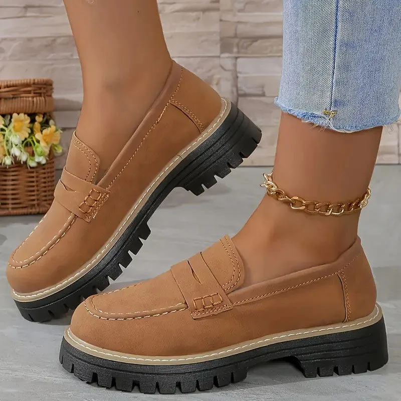  Women's Comfortable Chunky Slip On Platform Loafers