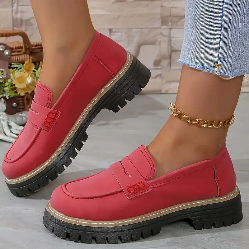  Women's Comfortable Chunky Slip On Platform Loafers