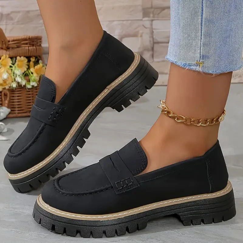  Women's Comfortable Chunky Slip On Platform Loafers