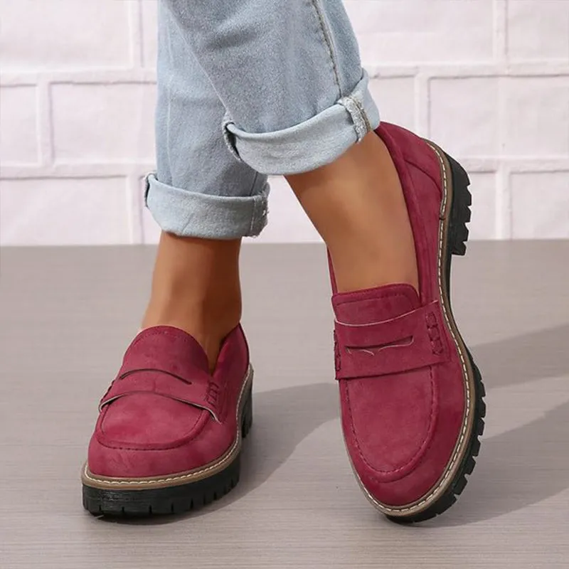  Women's Comfortable Chunky Slip On Platform Loafers